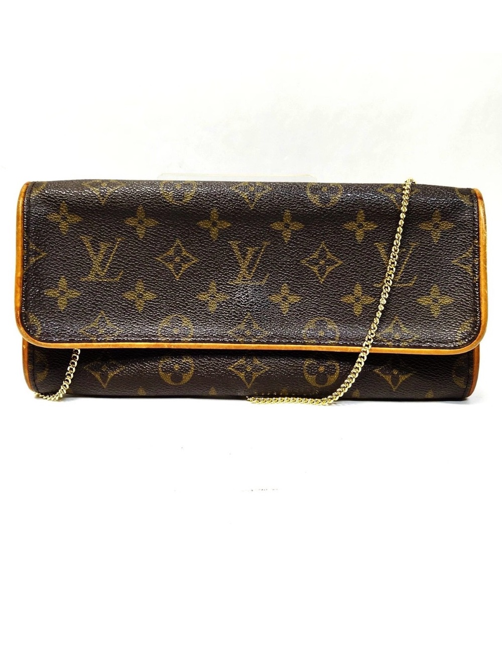 Louis Vuitton Vintage Pochette Twin Monogram Clutch with Gold Chain